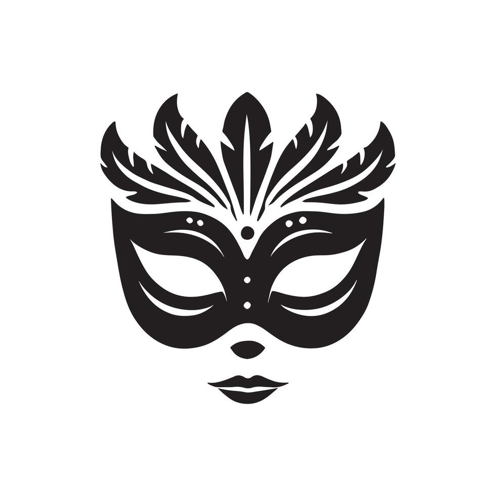 Elegant Black and White Venetian Carnival Mask Design vector