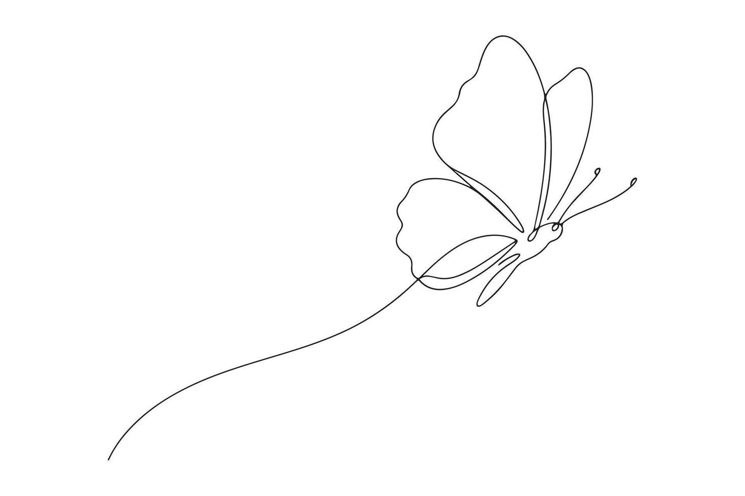 Butterfly in one continuous line. Butterfly abstract simple line art illustration. Minimalist trendy contemporary design perfect for wall art, prints, social media, posters, invitations. vector
