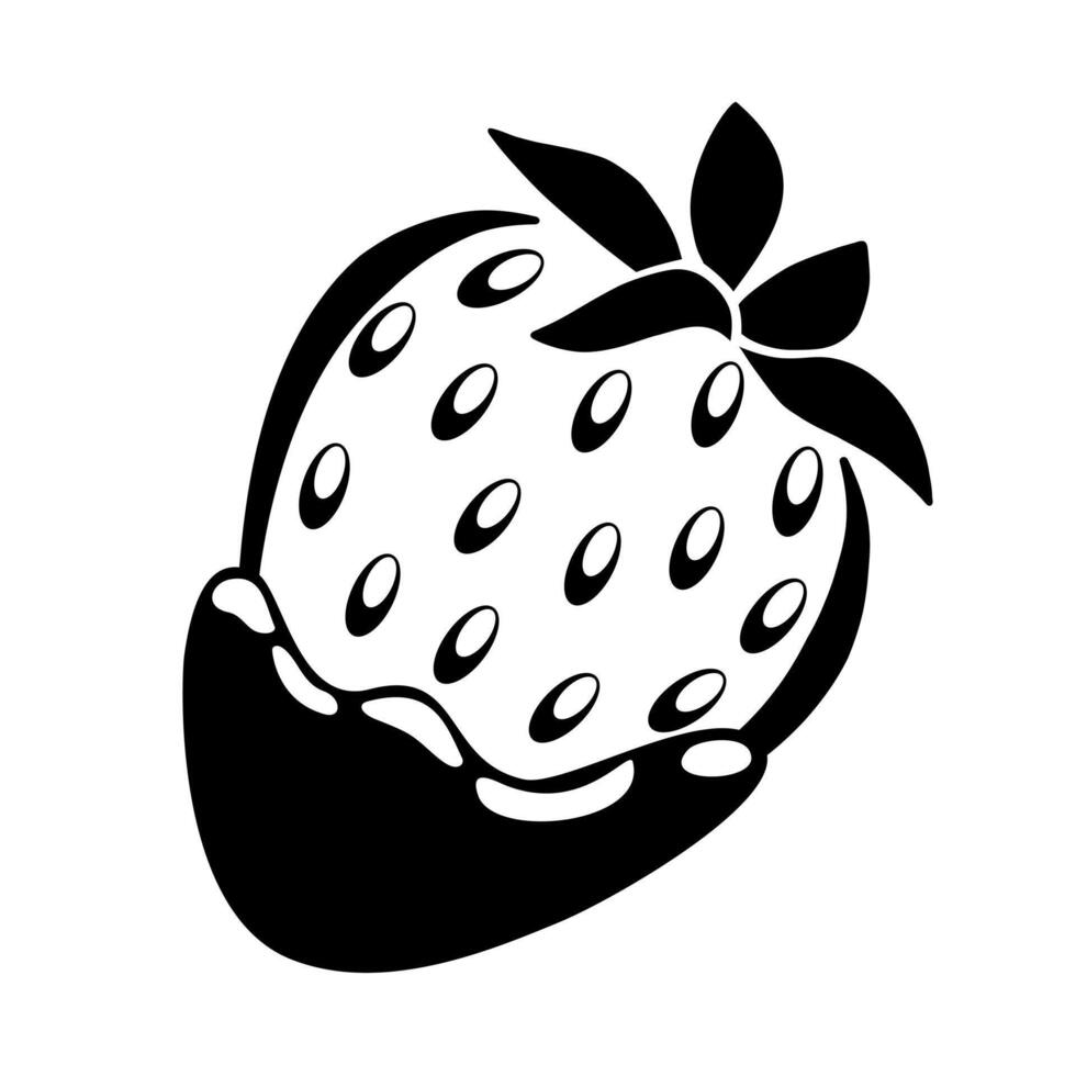 Inky Icon of Chocolate Covered Strawberry vector