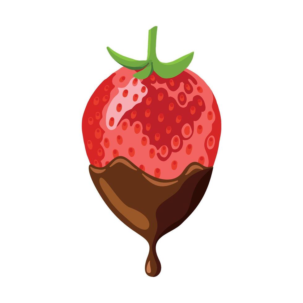 Strawberry and Chocolate Dipped Realistic Illustration on White vector