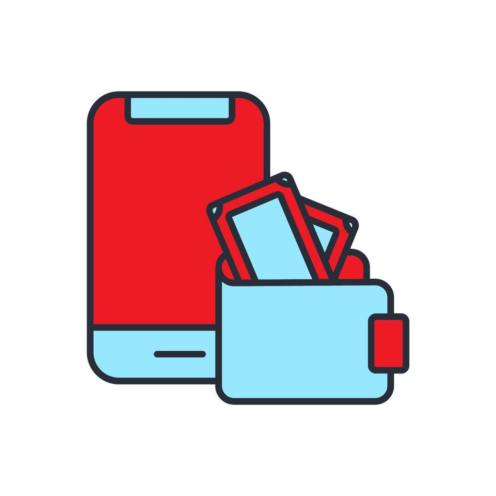 e wallet icons isolated colours vector