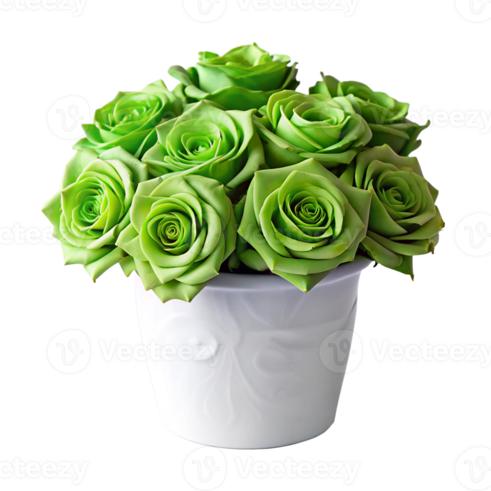 green flower plant in the red pot is isolated on transparent background png