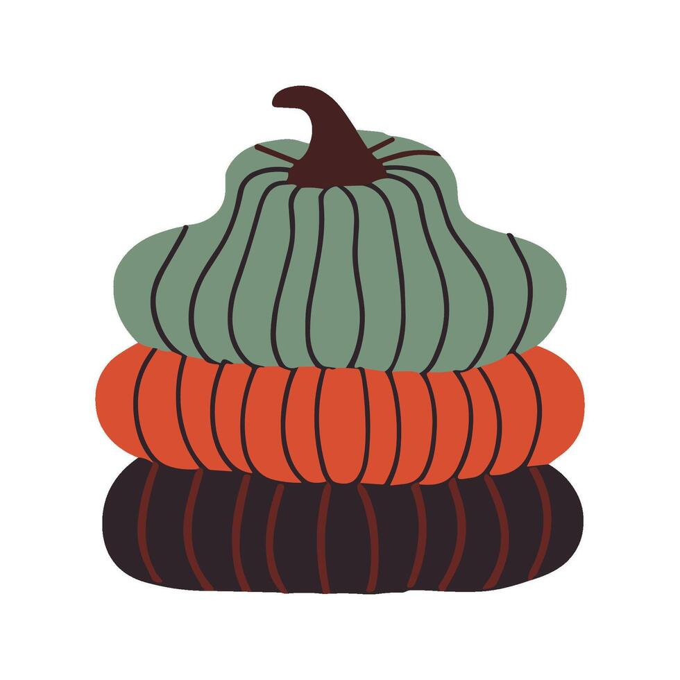 Vibrant autumn pumpkins stacked in a flat design style, capturing the essence of the season vector