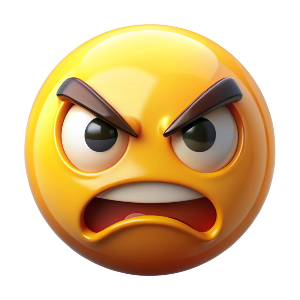 a emoji that signifies anger is isolated on transparent background png
