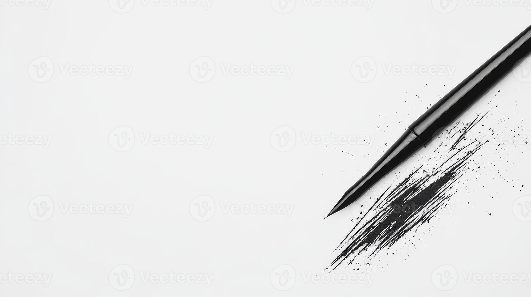 Black ink strokes with brush pen photo