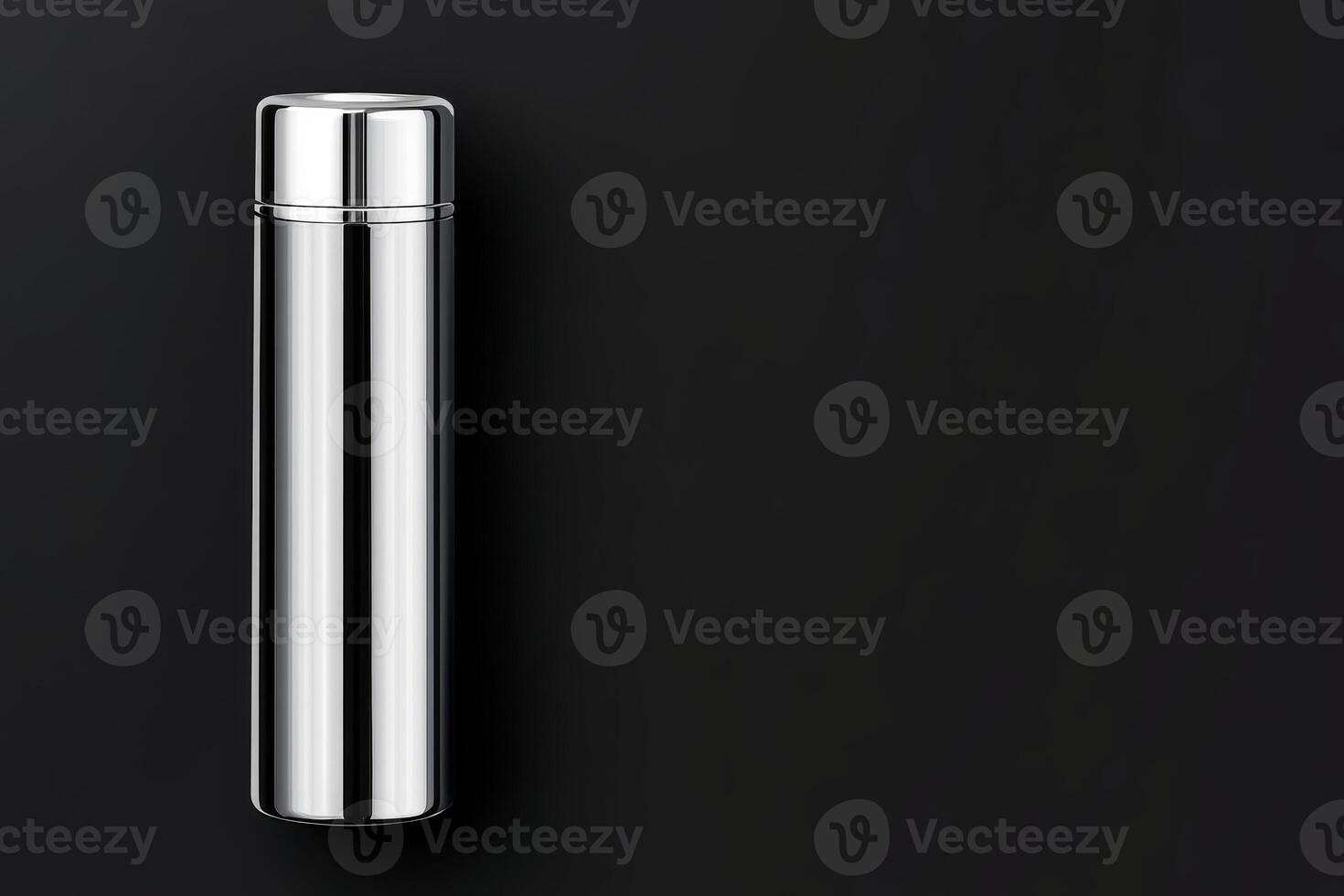 Metal water bottle on black photo