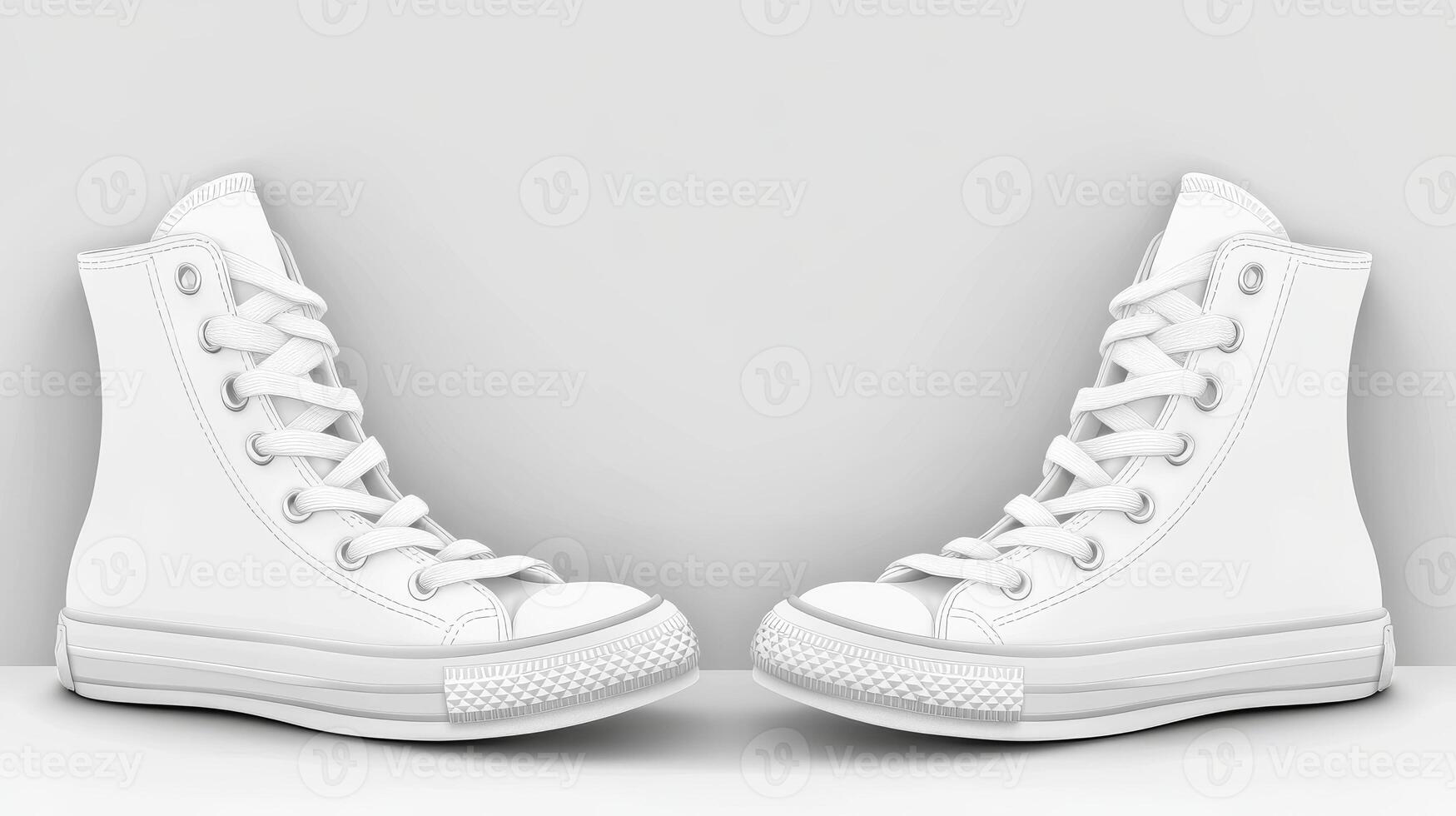 Pair of white high top sneakers isolated photo