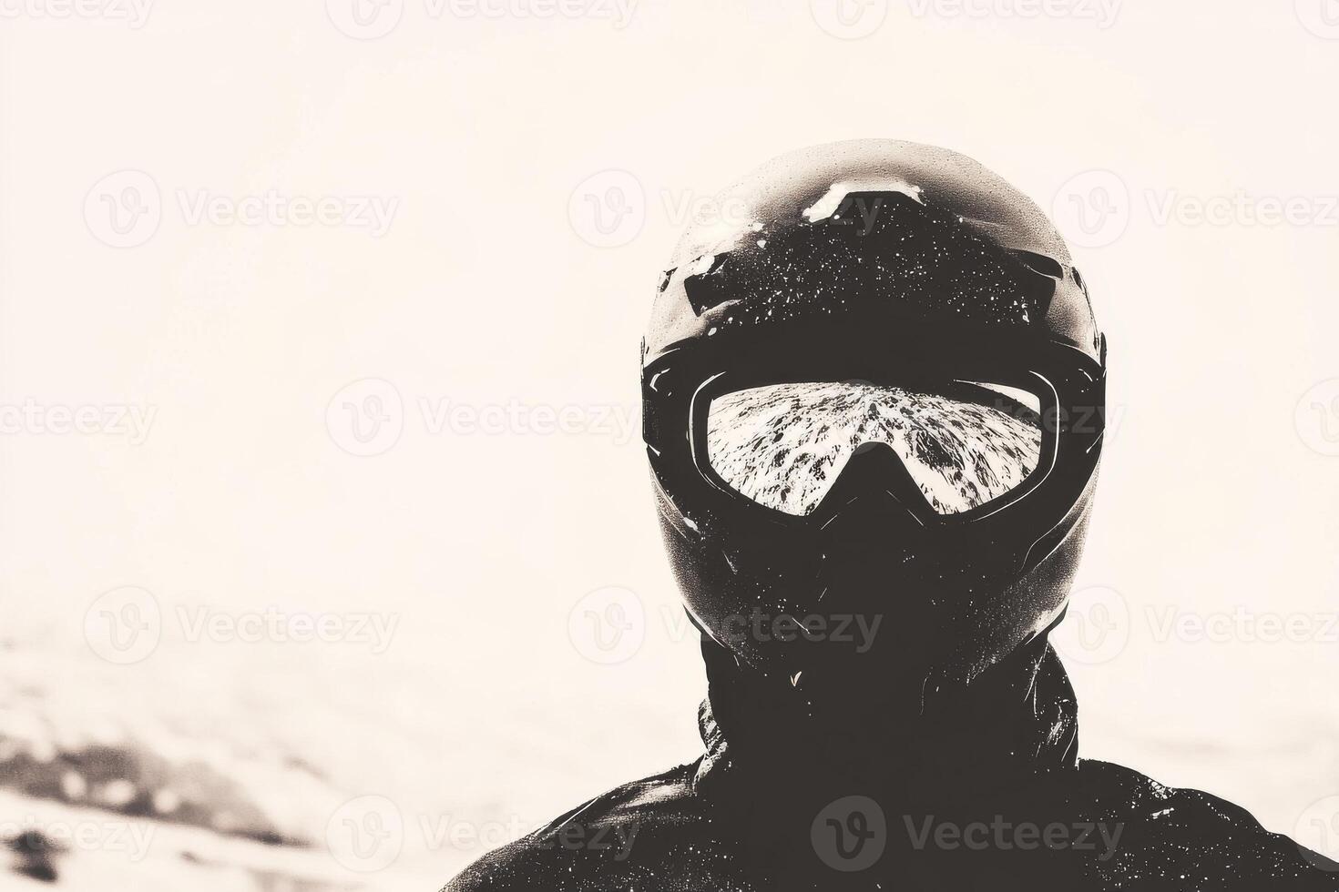 Snowy mountain adventure with a skier in black gear photo