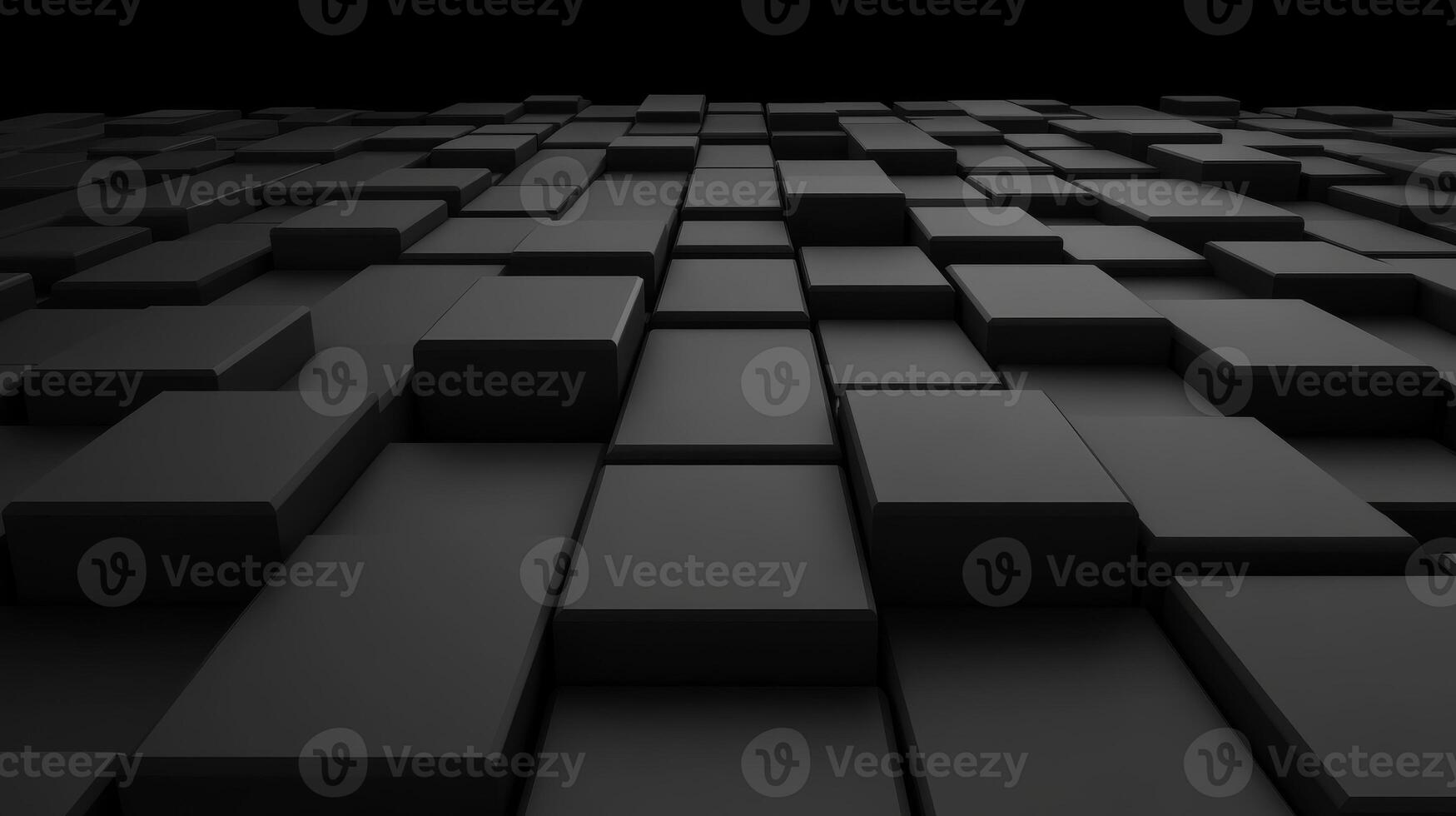 Black textured blocks create a modern abstract design in 3D photo