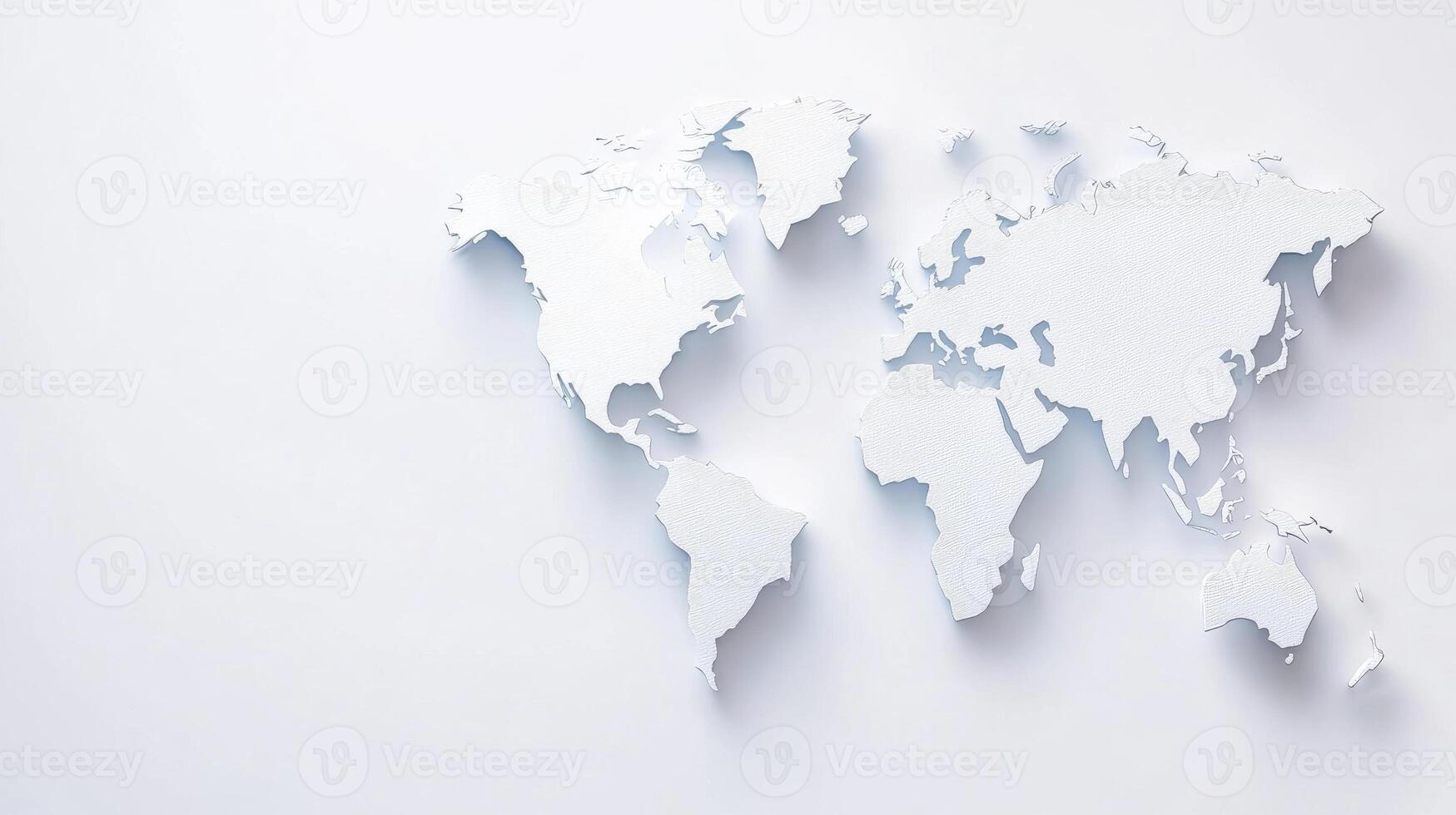 World map silhouette in minimalist design on white background photo