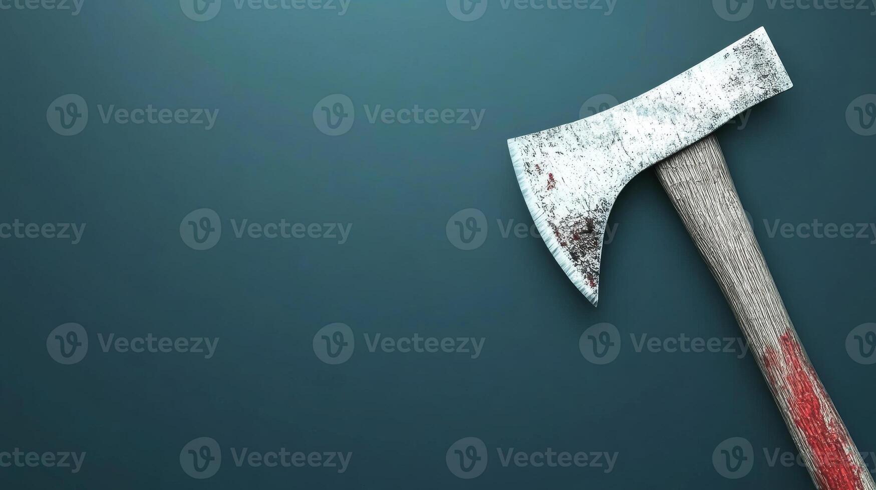Old axe resting on a blue background with rustic details photo