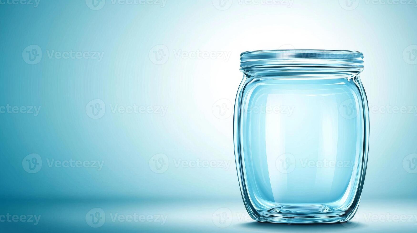 Empty glass jar on a smooth surface with soft lighting photo