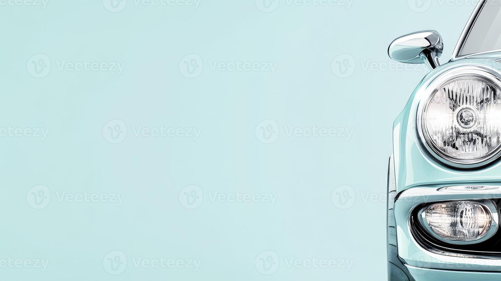 Classic car front view on pastel background with soft lighting photo