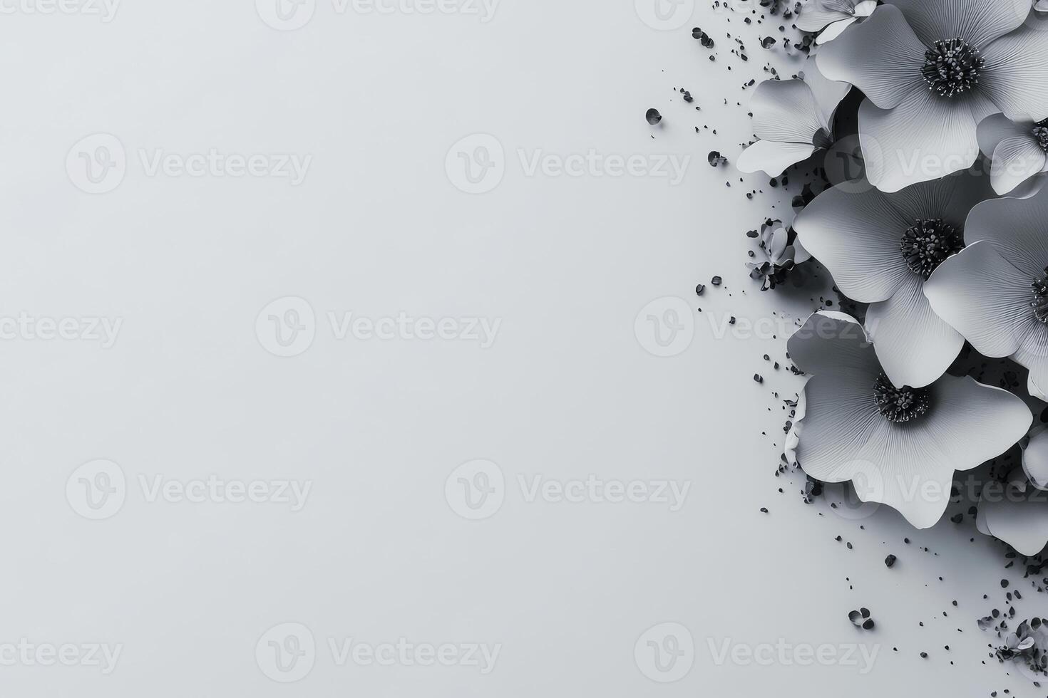 Elegant arrangement of black and white flowers on a soft background photo