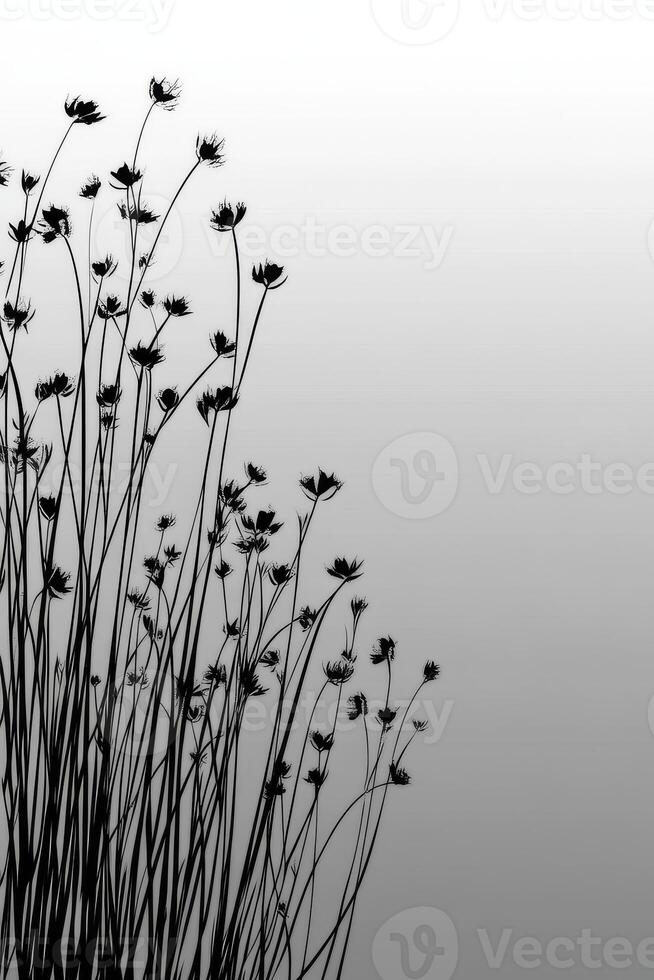 Elegant silhouettes of wildflowers against a soft gradient backdrop photo