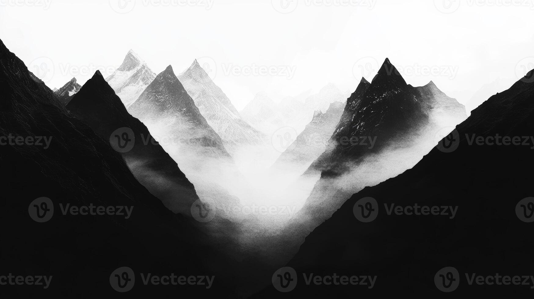 Majestic mountains shrouded in mist create an enchanting vista photo
