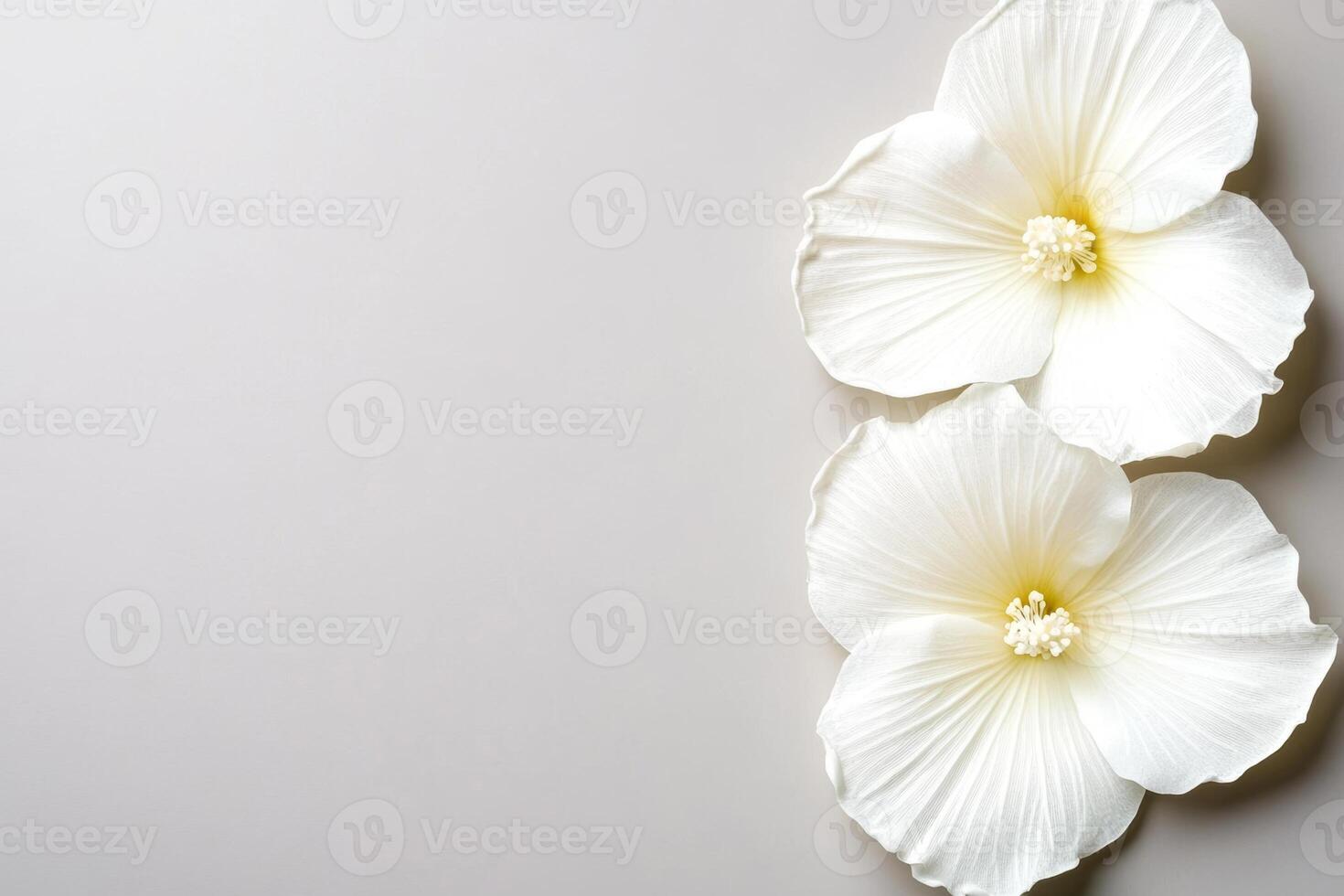 Elegant white flowers arranged on a soft neutral background photo