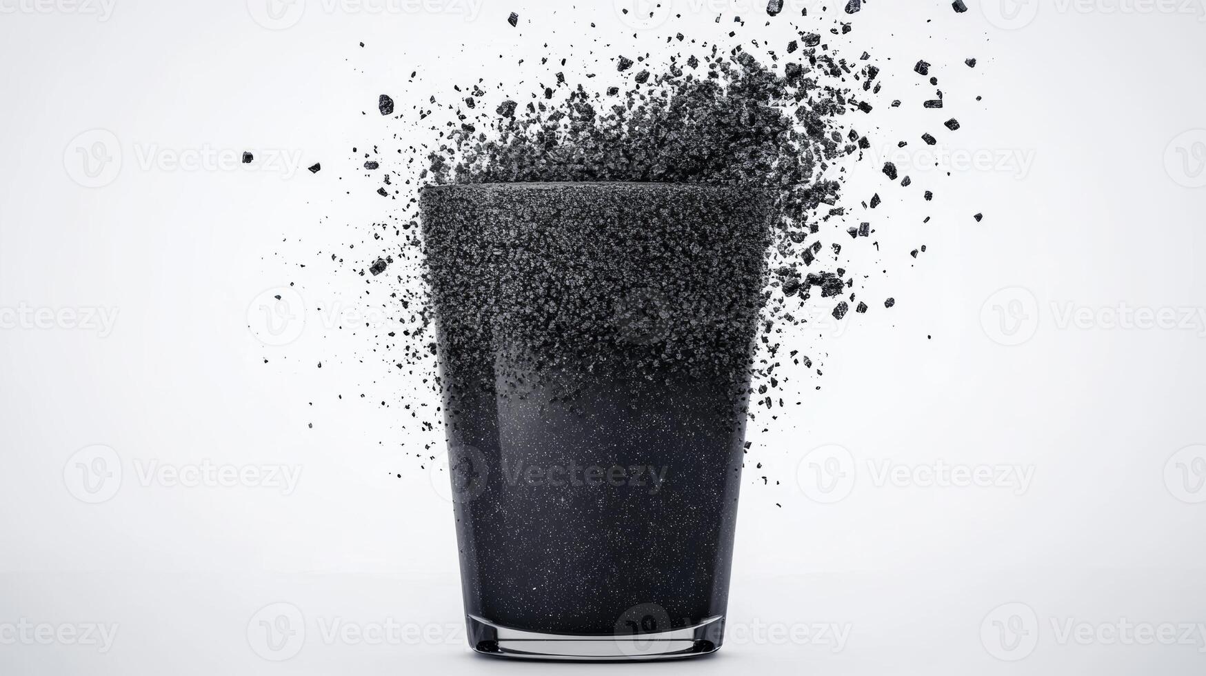 Black crystal creation erupting from a glass container photo