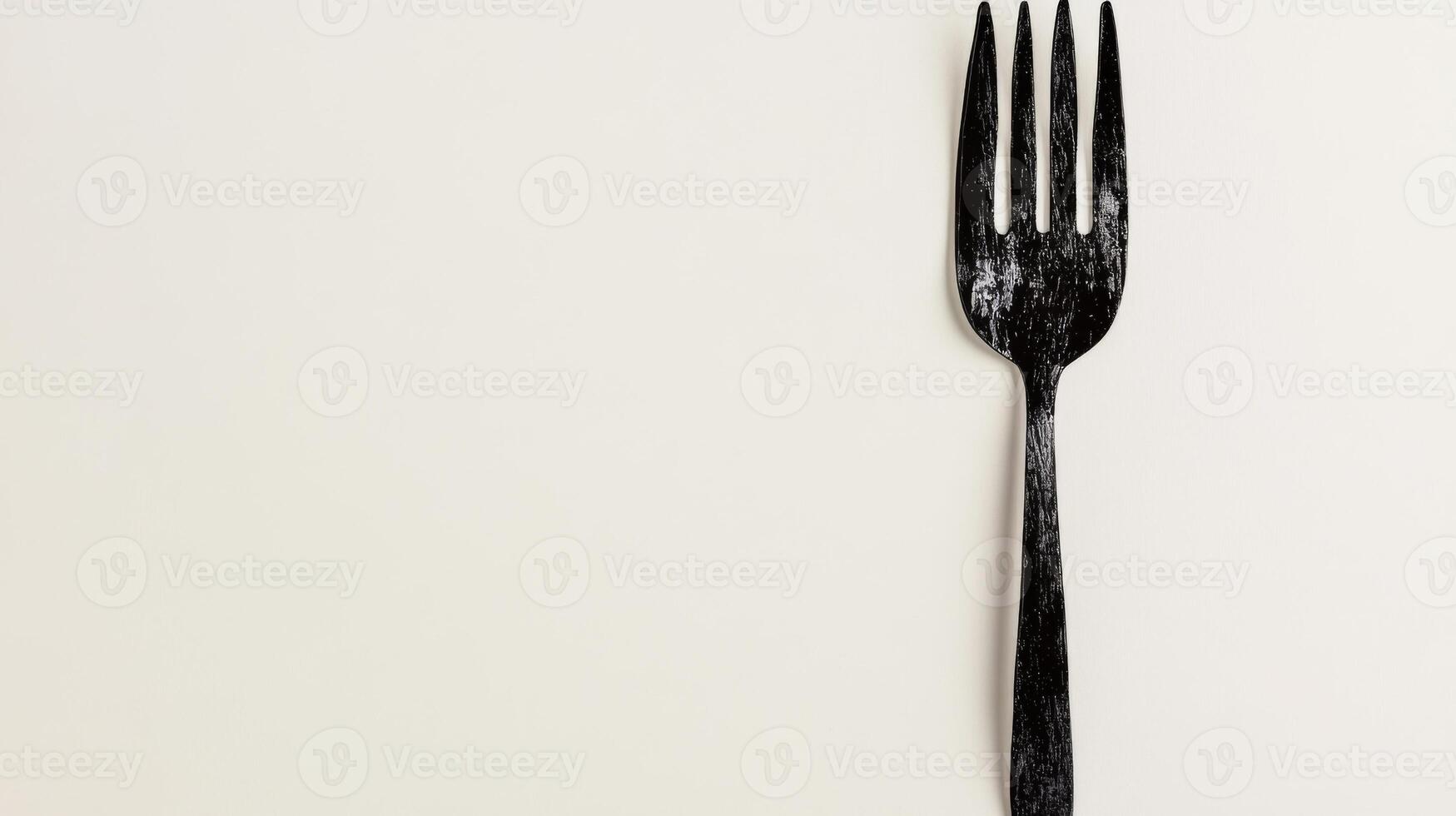 Elegant black fork placed against a light background in kitchen photo