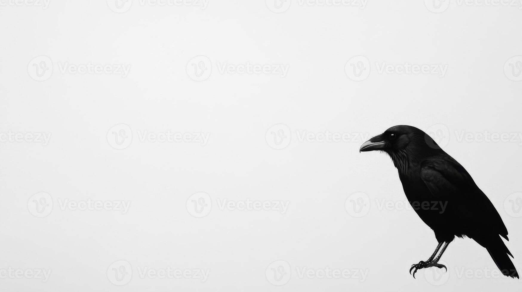 Black bird perched against a plain backdrop in natural light photo