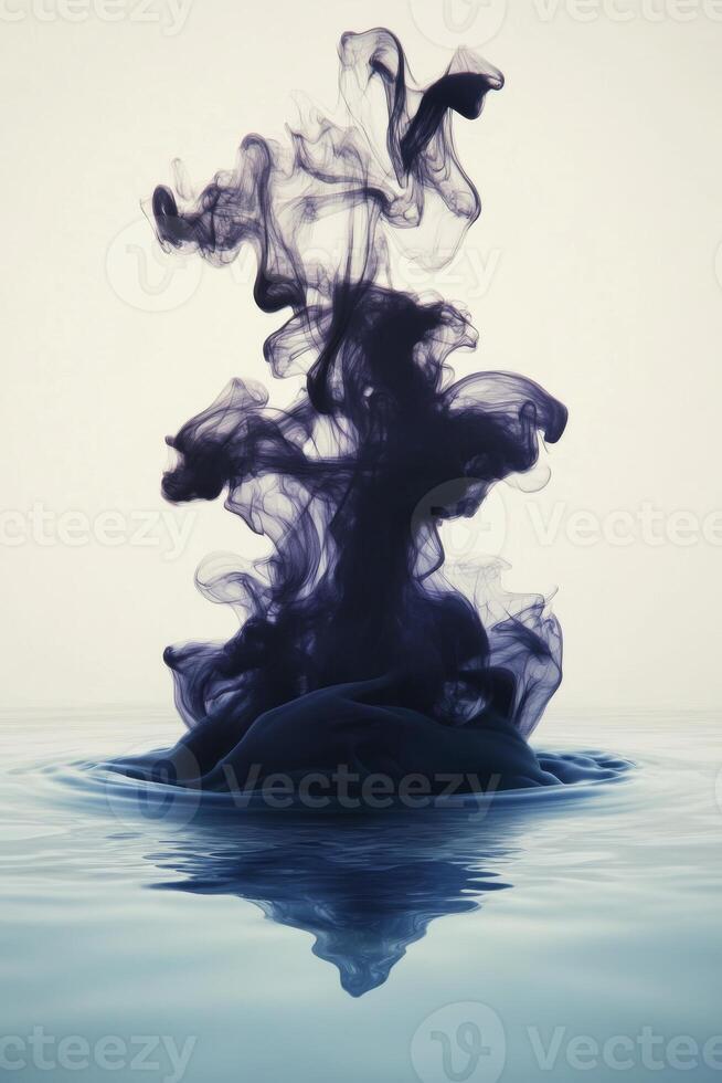 Mysterious black ink swirling in water creating beautiful patterns photo