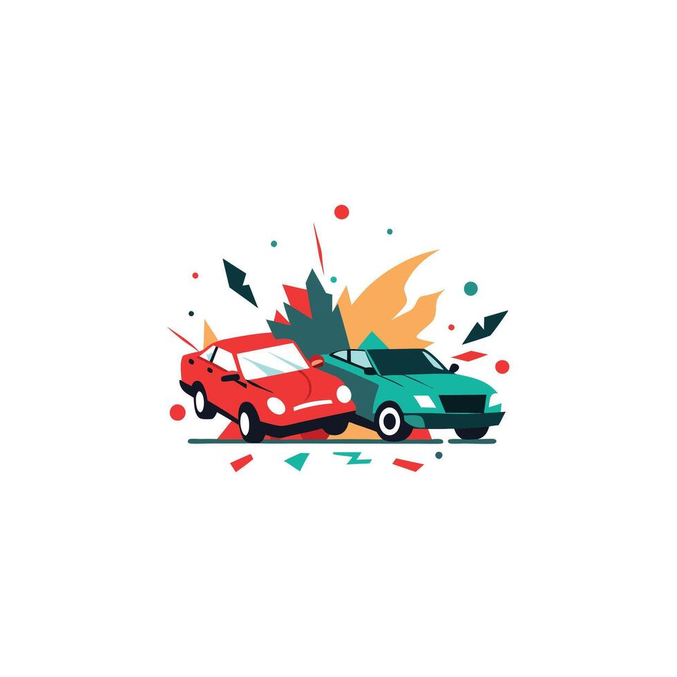 Wrecked Wheels A Realistic Car Accident Illustration vector