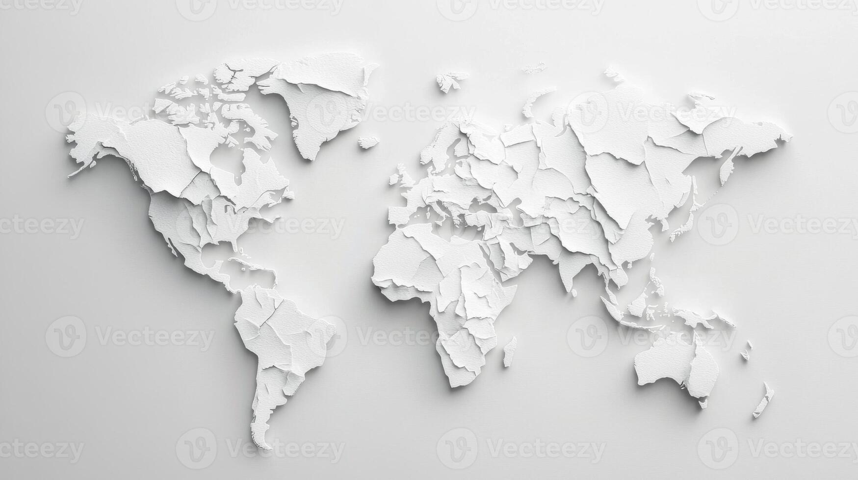 White three dimensional world map displayed on a flat surface photo