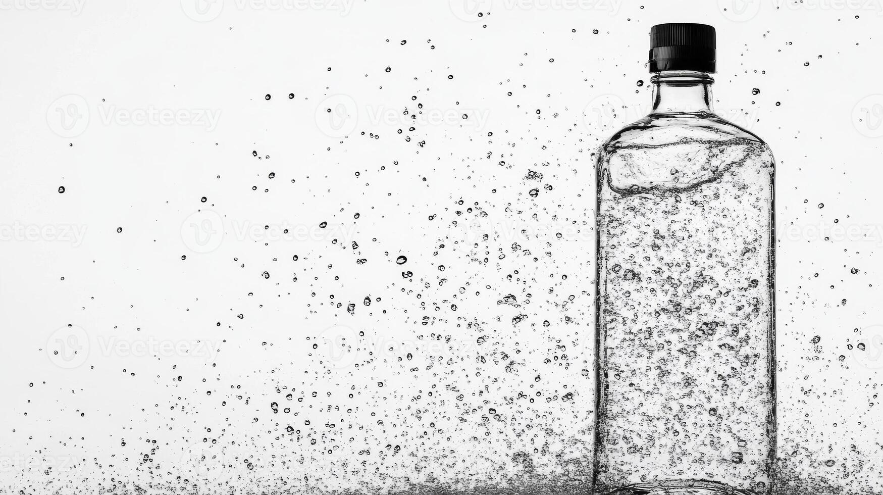 Water bottle displaying splashes of water against a white background photo