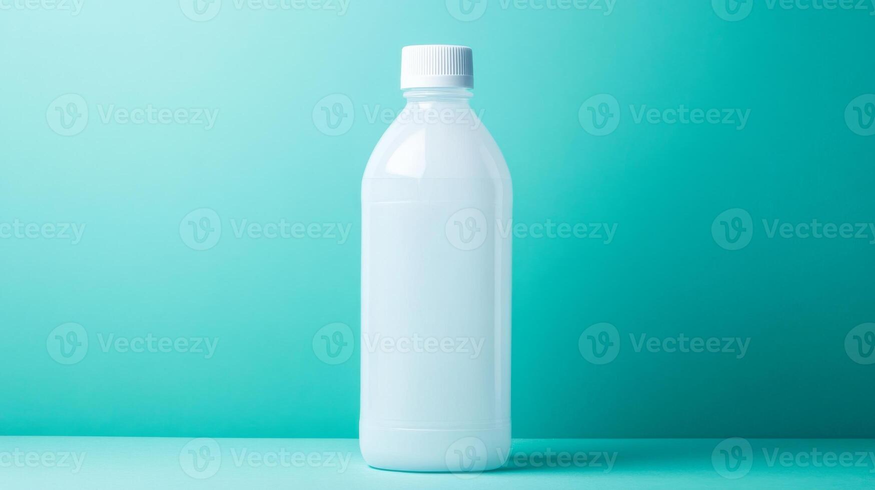 Milk bottle on a turquoise background with solid colors photo