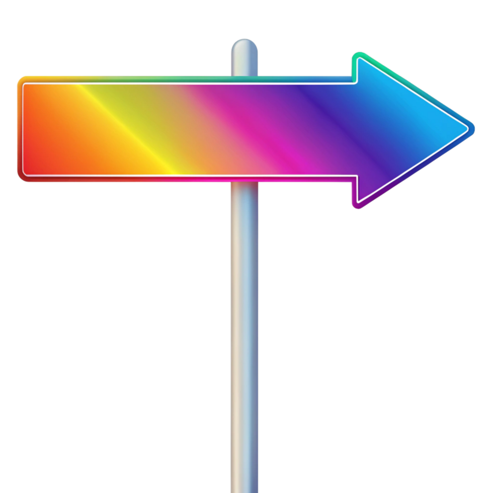 colourful arrow direction sign is isolated on transparent background png