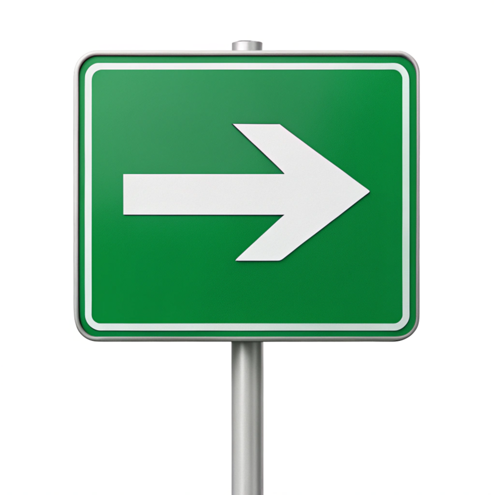 Compact arrow direction sign with simple iconography is isolated on transparent background png