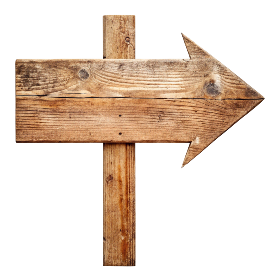 vintage wooden arrow direction is isolated on transparent background png