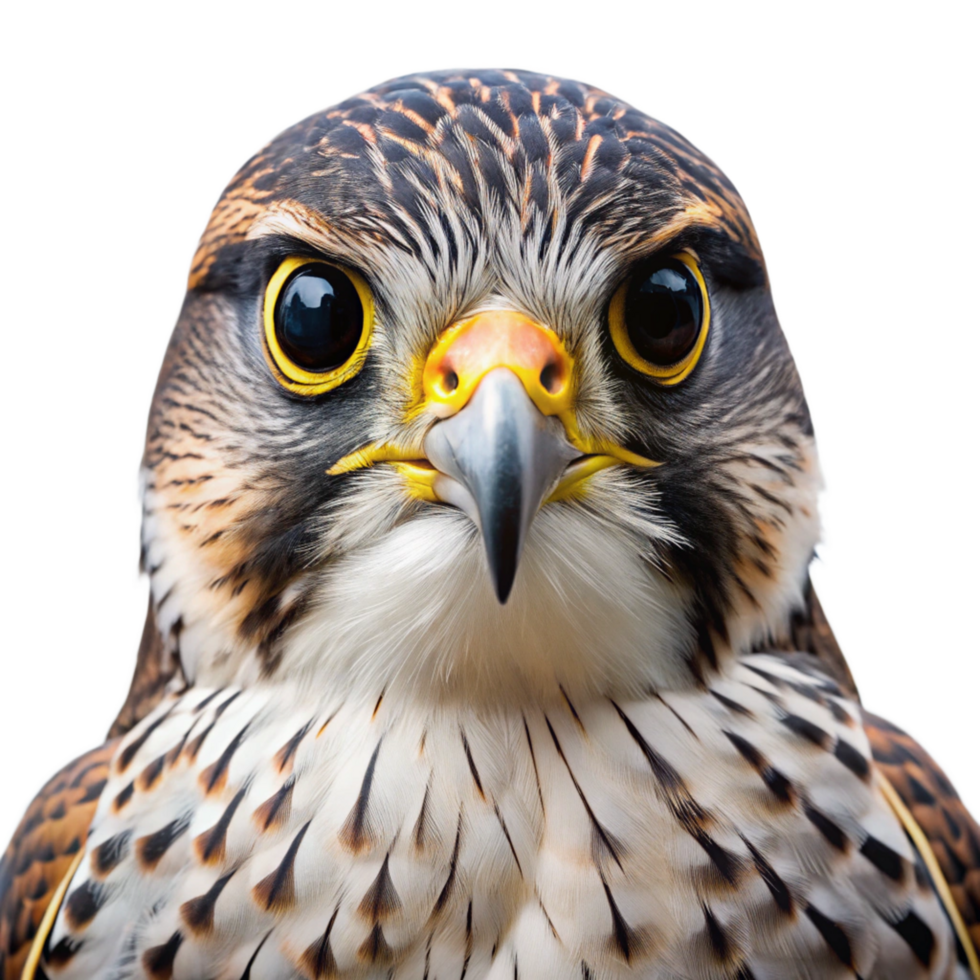 3d beautiful falcon head is isolated on transparent background png