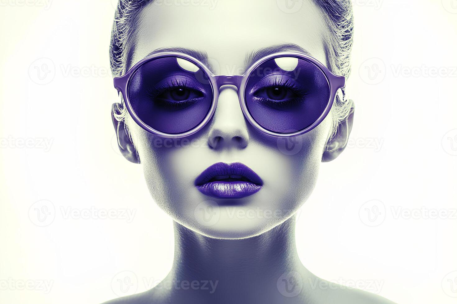 Stylish fashion shot of a beautiful woman wearing sunglasses, exuding elegance and confidence in a chic, modern look photo