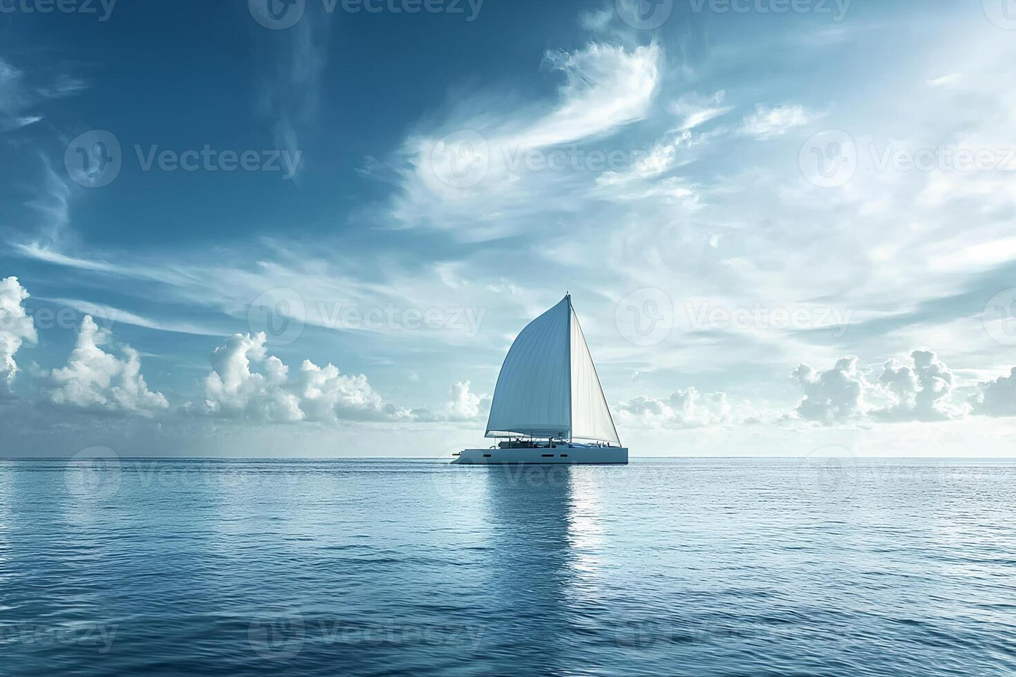 A luxurious sailing yacht cruising through the serene sea, capturing the essence of high-end travel and maritime elegance photo