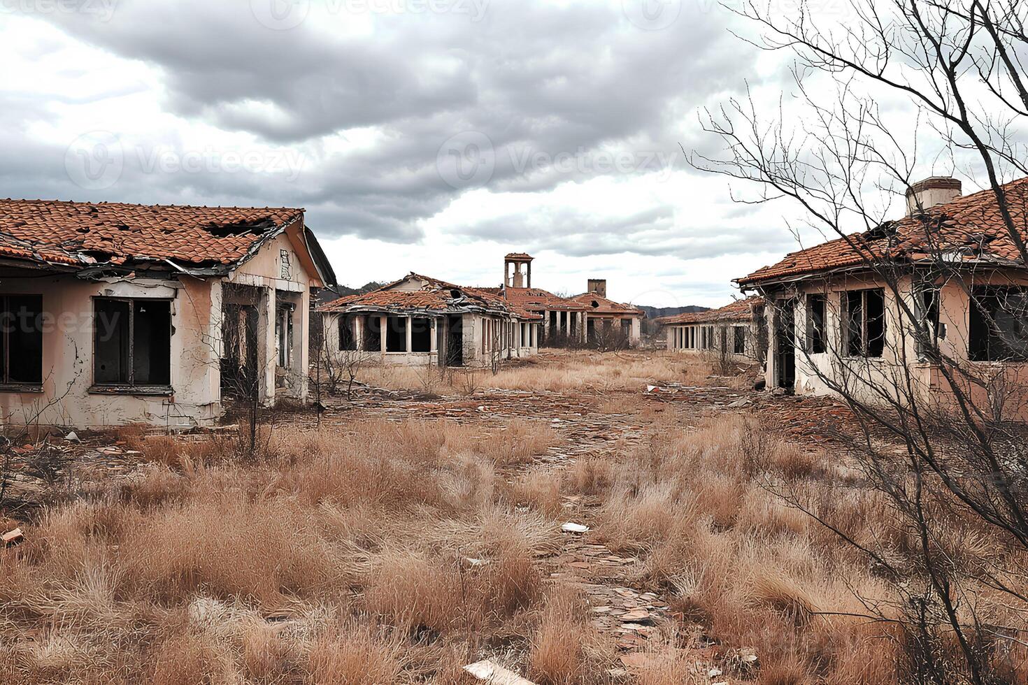 The decaying ruins of an industrial factory in a town once known for being one of the most polluted in Europe, showcasing the aftermath of environmental degradation and industrial decay photo