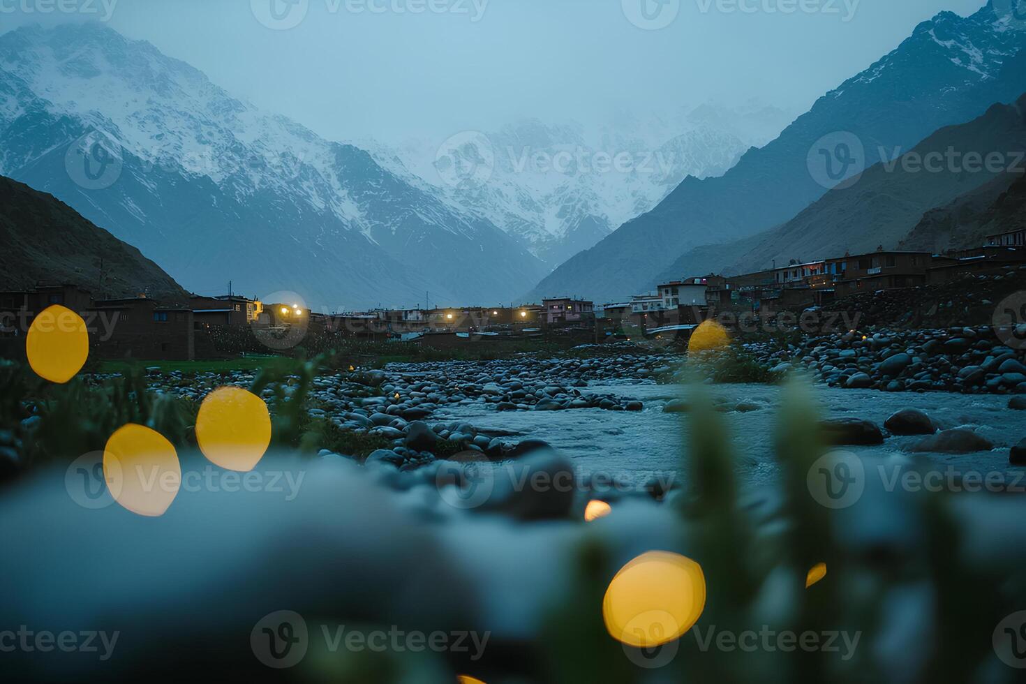 A breathtaking view of Annapurna Base Camp in Nepal, surrounded by the towering peaks of the Himalayas. The majestic snow-capped mountains create a stunning backdrop for this iconic photo