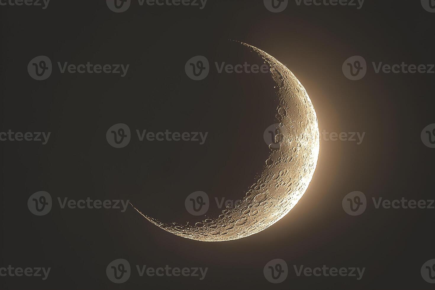A striking image of a half moon against a dark, starless background, highlighting its illuminated surface and casting a serene glow photo