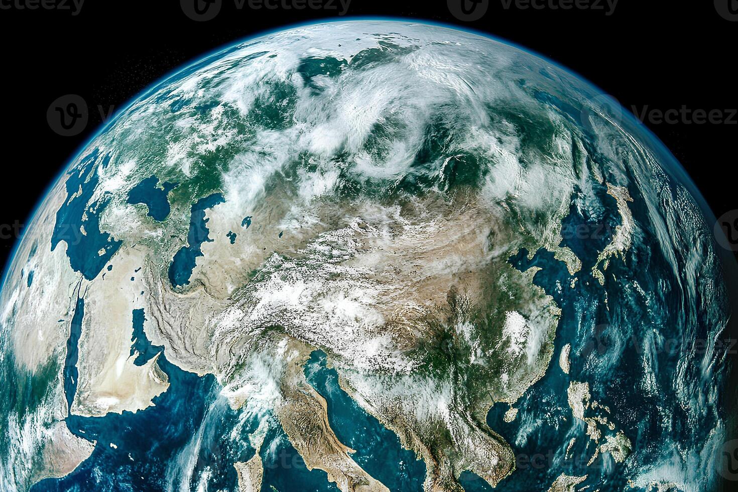 A stunning view of North America from space, showcasing the continent's vast landscapes, oceans, and atmospheric details photo