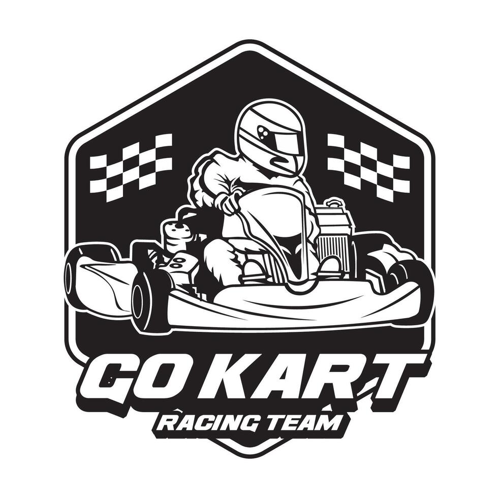 Go Kart racing logo design vector