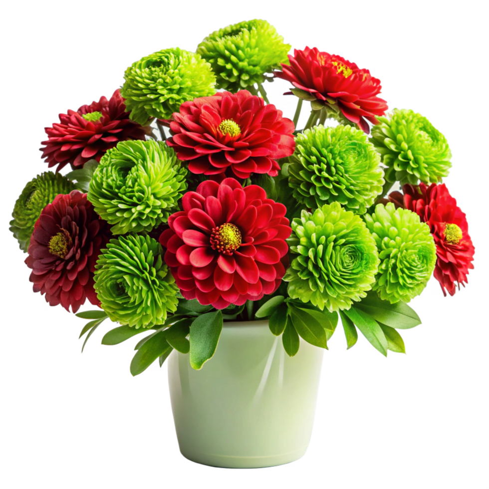 Real Touch green and red Flowers For Home Decoration is isolated on transparent background png