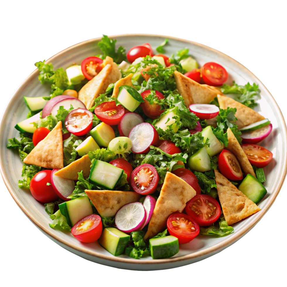 vibrant fattoush salad with fresh vegetables Ramadan Kareem afar dish is isolated on transparent background png