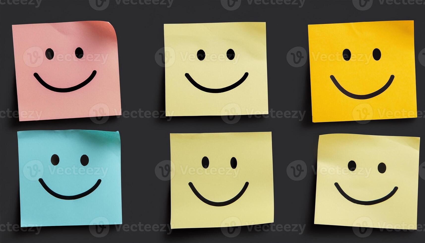 Smiley Face Sticky Notes on Black Background photo