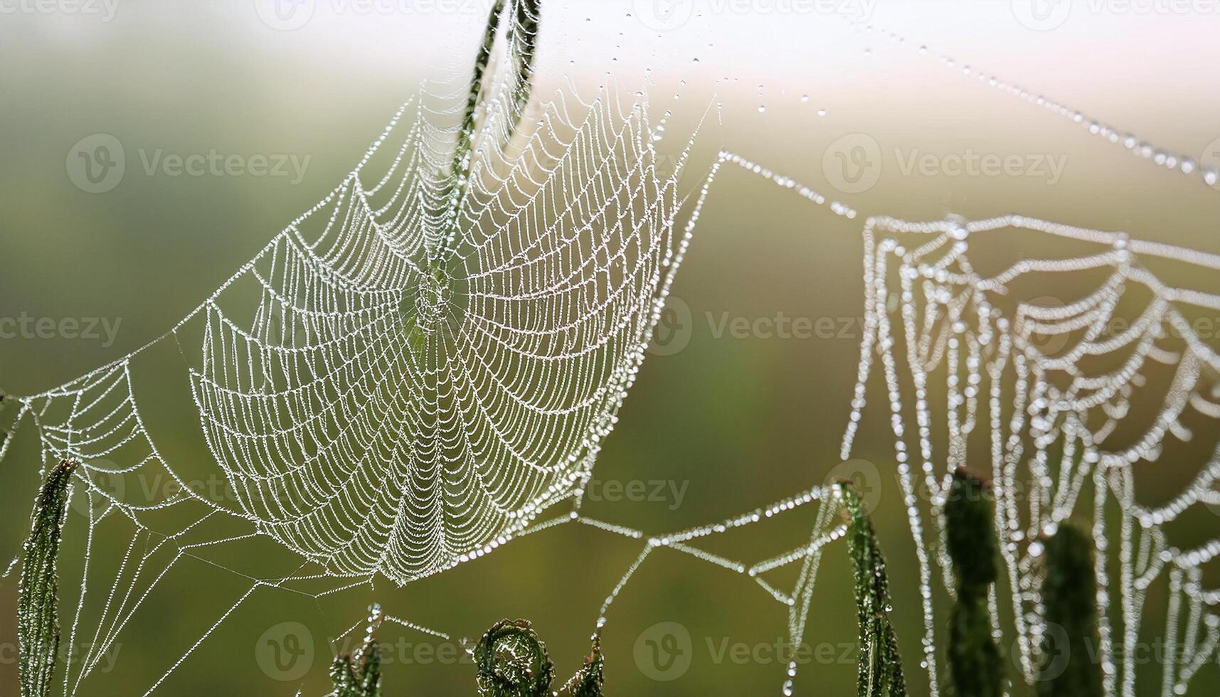 A Delicate Dance of Dew on a Spiderweb photo