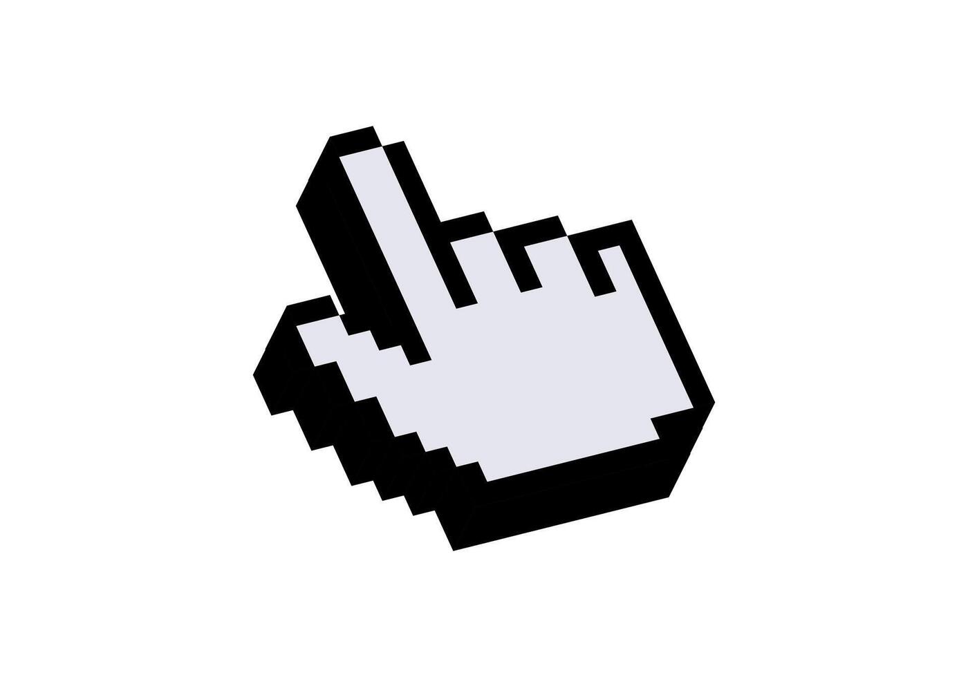 Pixelated hand cursor icon for digital interfaces and navigation vector