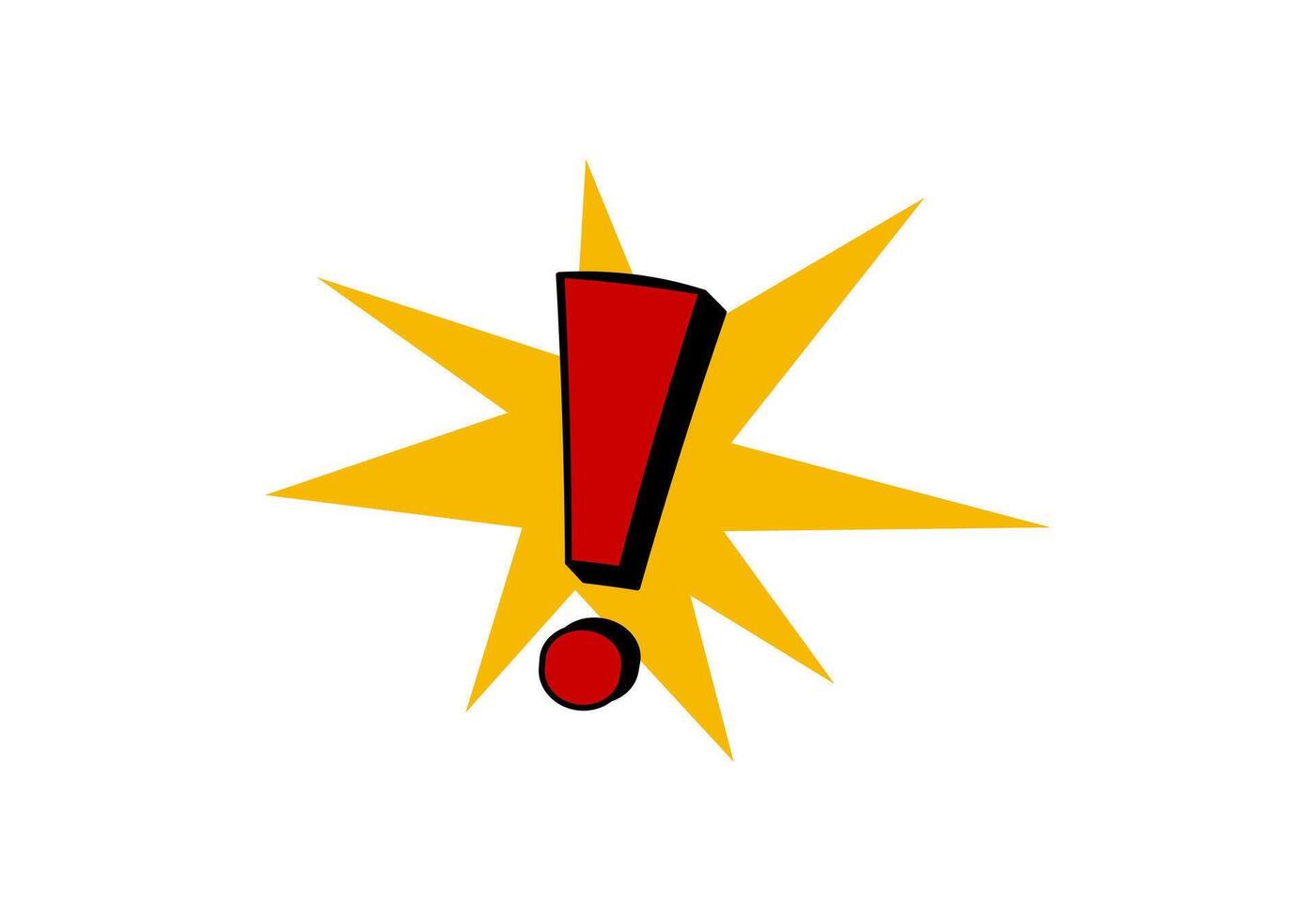 Red exclamation mark with yellow burst background vector