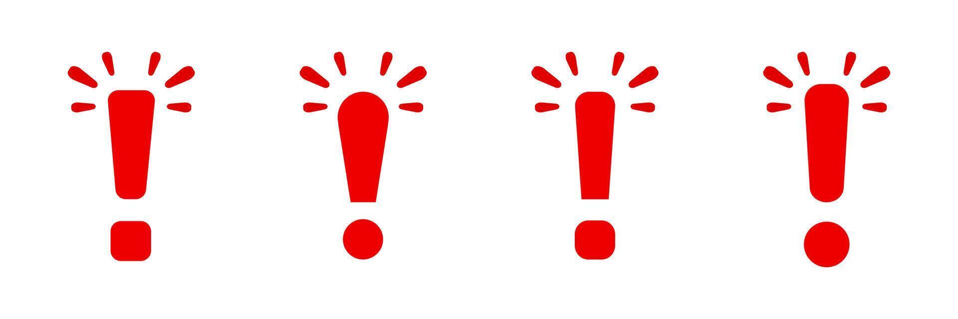 Four red exclamation marks in a row vector