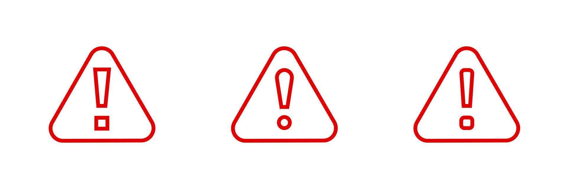 Three red warning signs in triangular shapes vector
