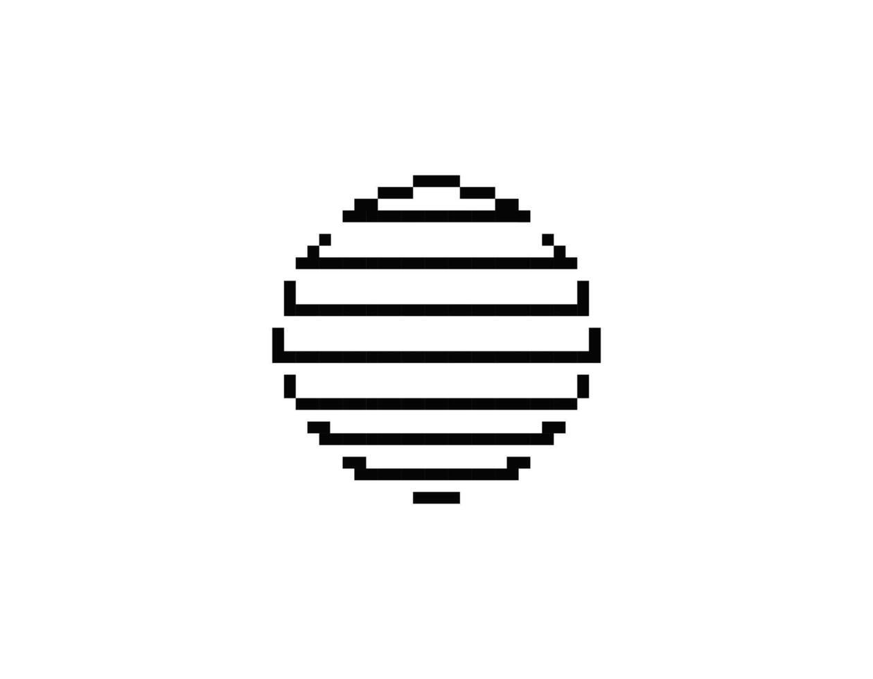 Retro pixel sun circle. geometric design in 80s and 90s style vector