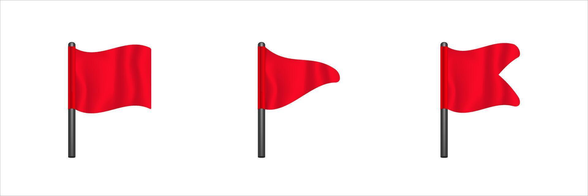 Three red flags on black poles vector